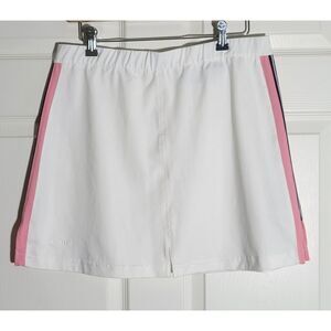 bolle' Sport Women's L White w/Blue Pink Side-Stripe Tennis Skirt Pre-Owned‎